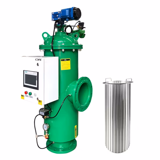 Filtro de tratamiento de agua industrial SS304/316 Carcasa de acero inoxidable Filtro automático vertical de autolimpieza para aguas residuales/riego/desalinización de agua de mar